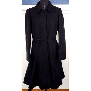 Fit & Flare Black Wool Dress Coat